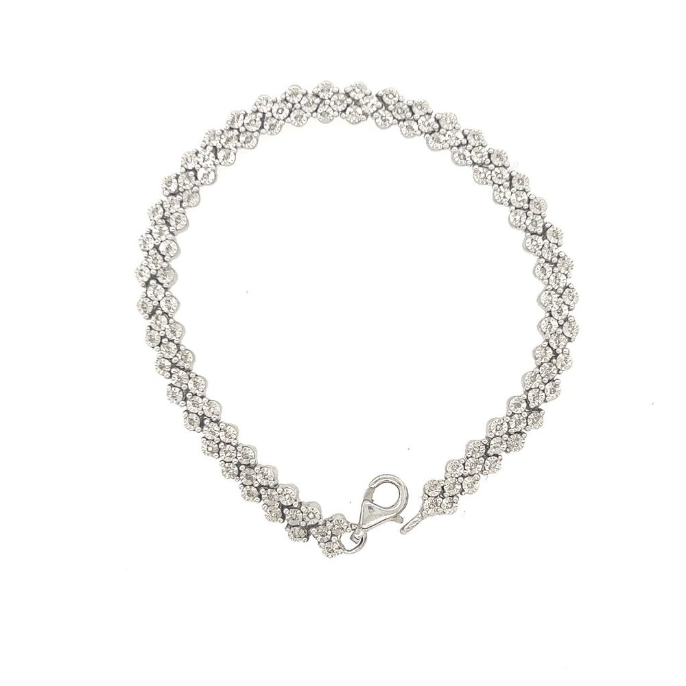 Circular Pattern Bracelet 925 Sterling Silver with Small Diamonds